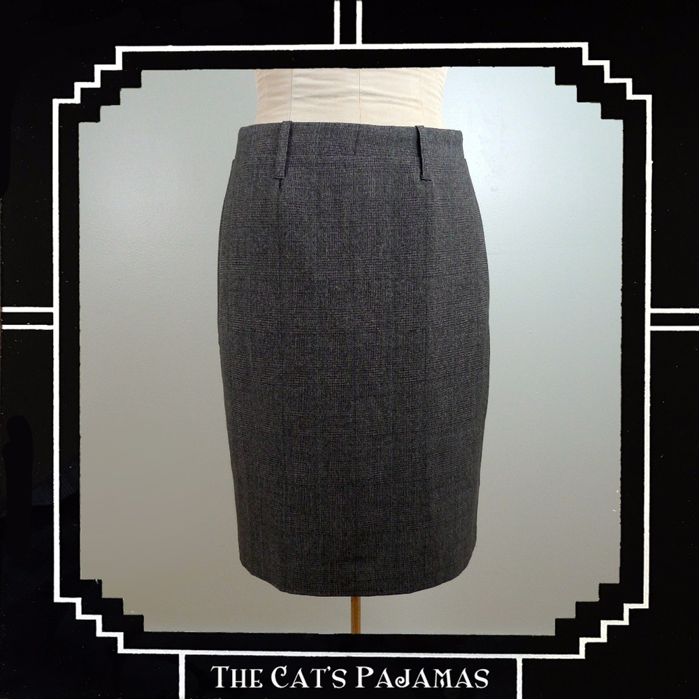 CAbi Plaid Tweed Pencil A-Line Career Skirt